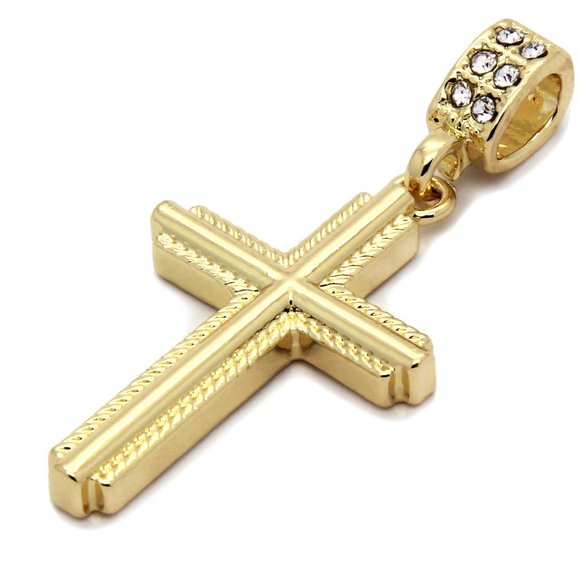 14k Gold Cross 24" Figaro Chain + Pendant - Picture 3 of 4